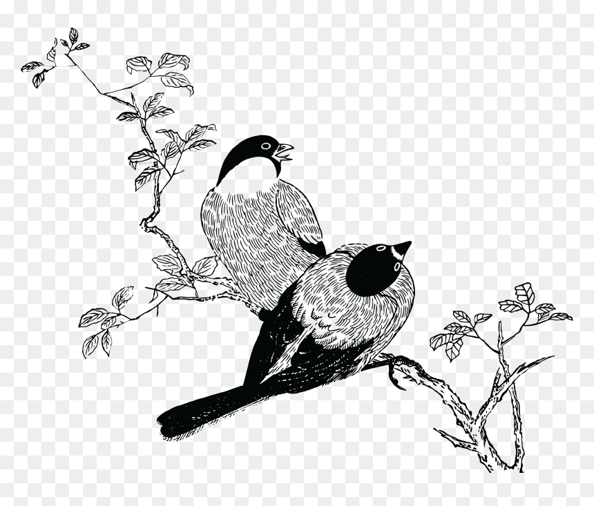 Free Clipart Of A Pair Of Birds - Hd Background Japanese Art, HD Png Download - white birds png