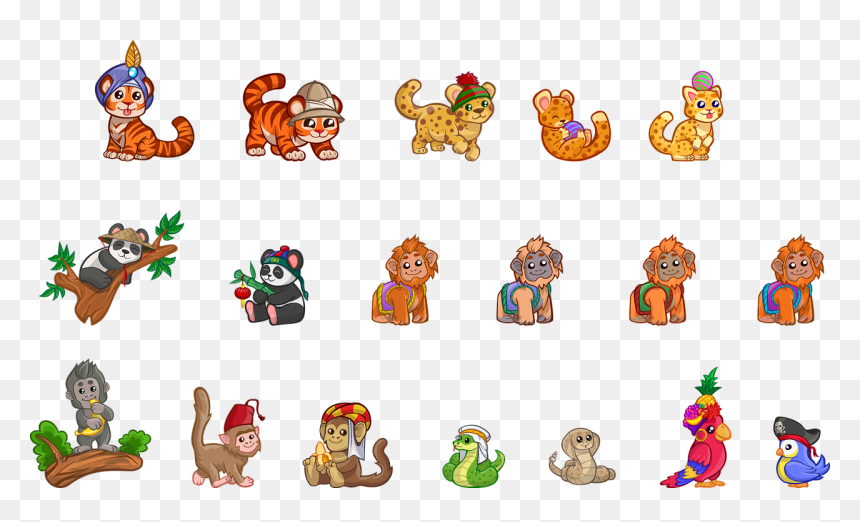 Cute Animals Stickers Print, HD Png Download - cute monkey png
