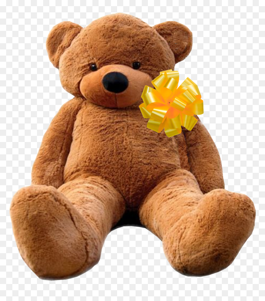 Brown Bear With Yellow Bow - Big Teddy Bear Png, Transparent Png - brown bear png