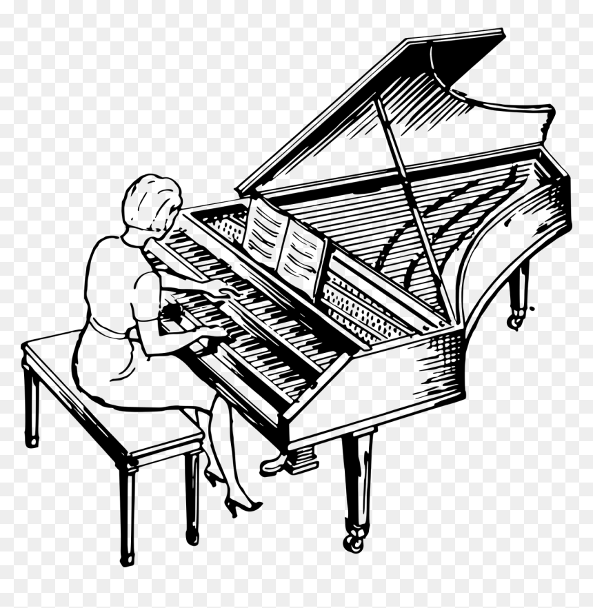 Pianist Clipart Black And White, HD Png Download - music keyboard png