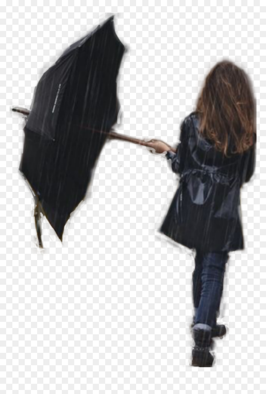 #women #umbrella #walkingaway #rain - Girl, HD Png Download - woman walking away png