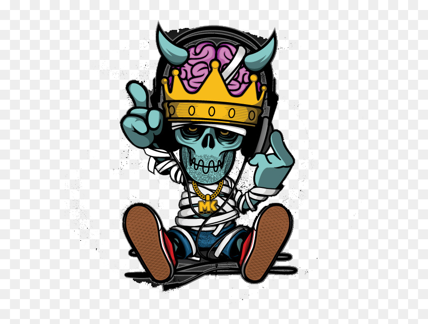 Hip Skull Rapper Illustration Graffiti Hop Cartoon - Hip Hop Cartoon Character, HD Png Download - rapper silhouette png