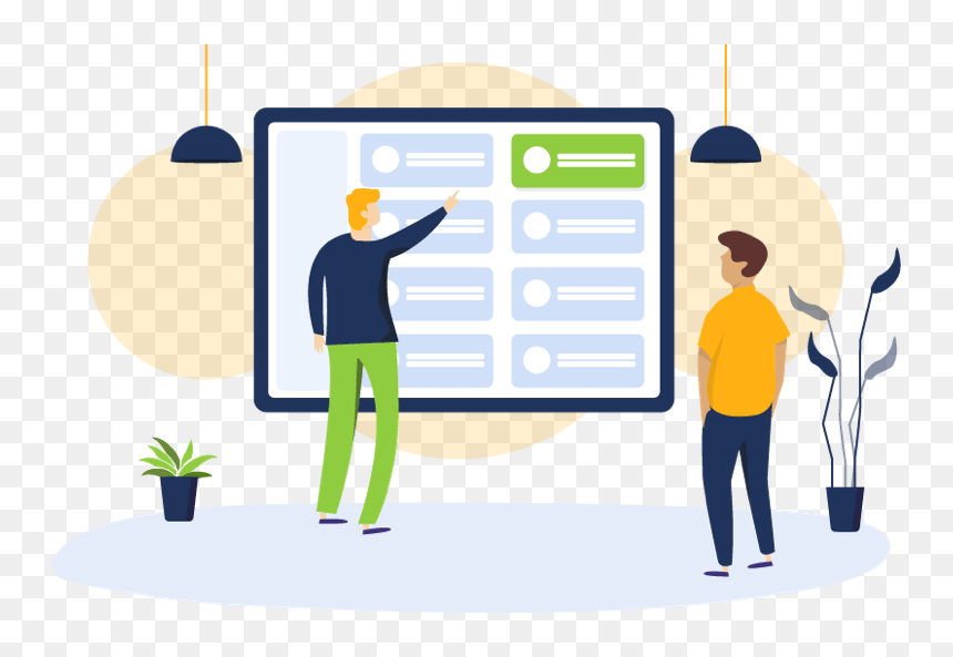 A Person Pointing To A Screen And Explaining Something, HD Png Download - person pointing png
