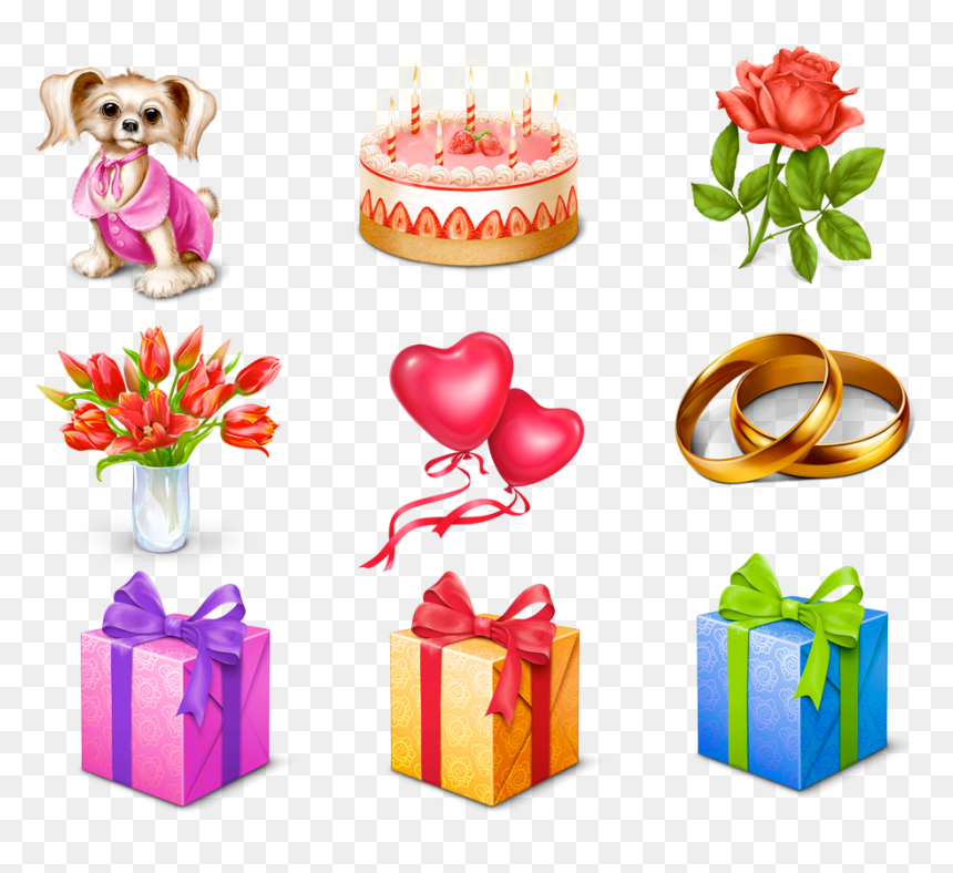Free Gift Icons - Birthday Cakes In Png, Transparent Png - birthday presents png