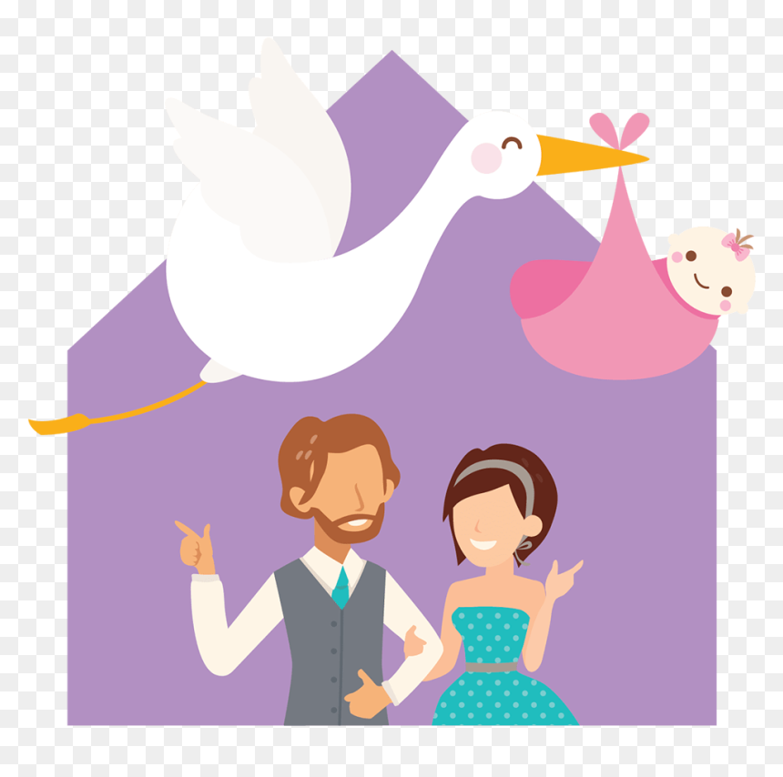 A Baby Being Given To A Happy Couple - Cartoon, HD Png Download - happy couple png