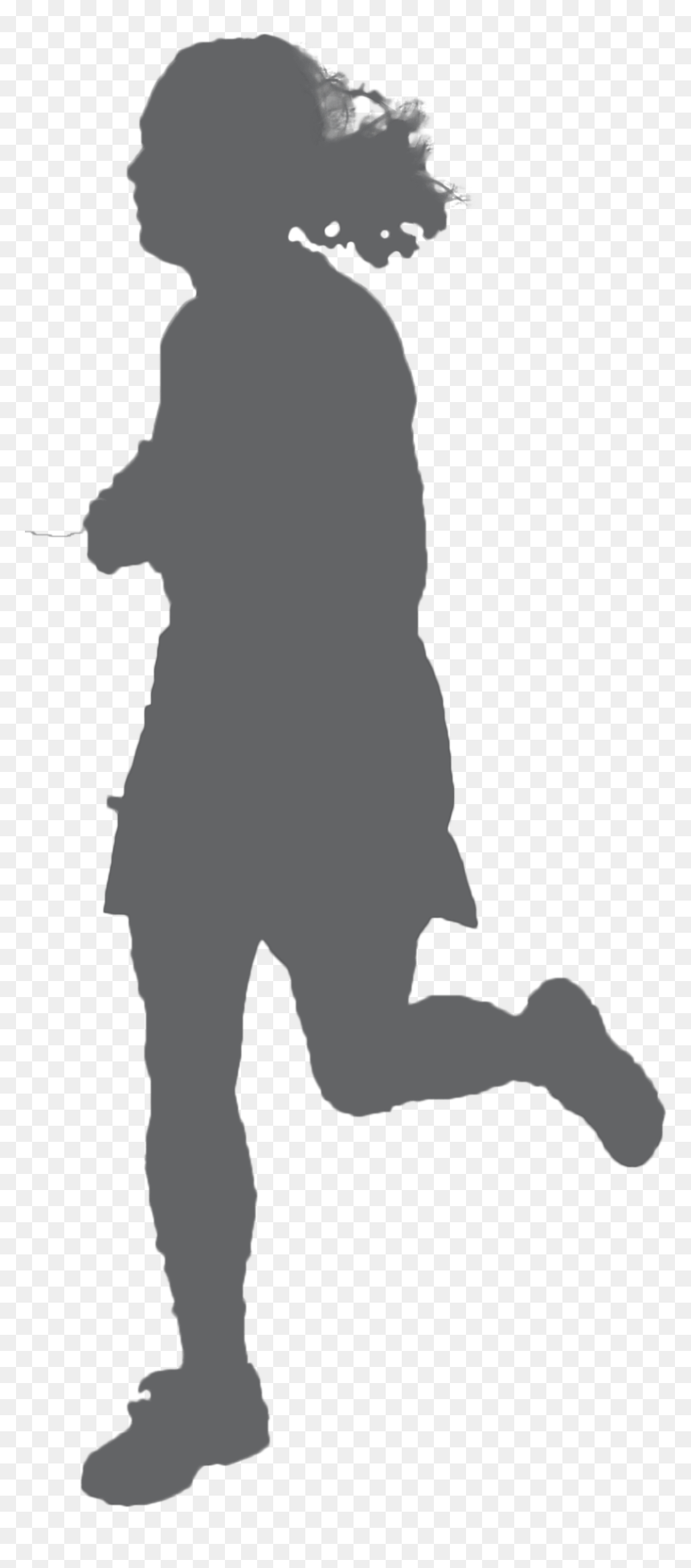 Silhouette, HD Png Download - girl running png