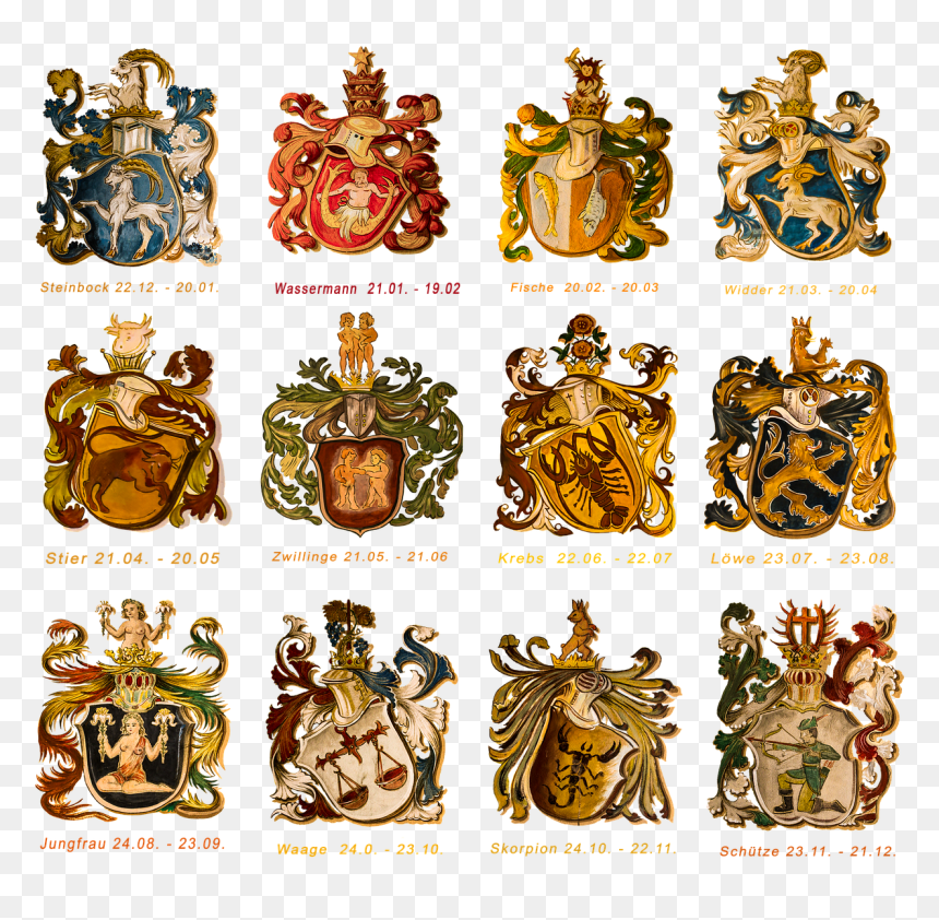 12 Horoscope Symbol Gold, HD Png Download - zodiac signs png