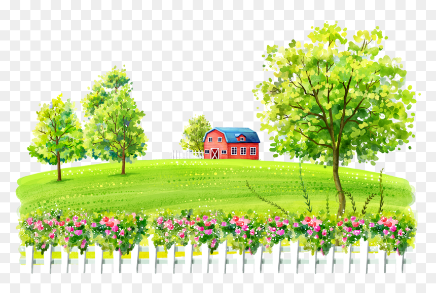 #ftestickers #watercolor #landscape #farm #barn #fence - Camlin Notebook, HD Png Download - farm fence png
