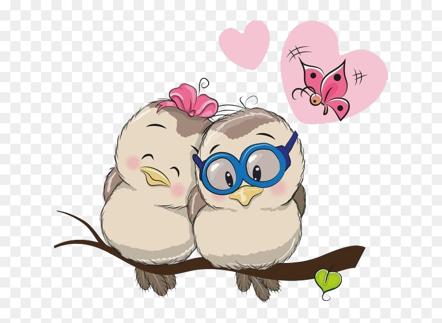 Animals In Love Cartoon, HD Png Download - love birds png