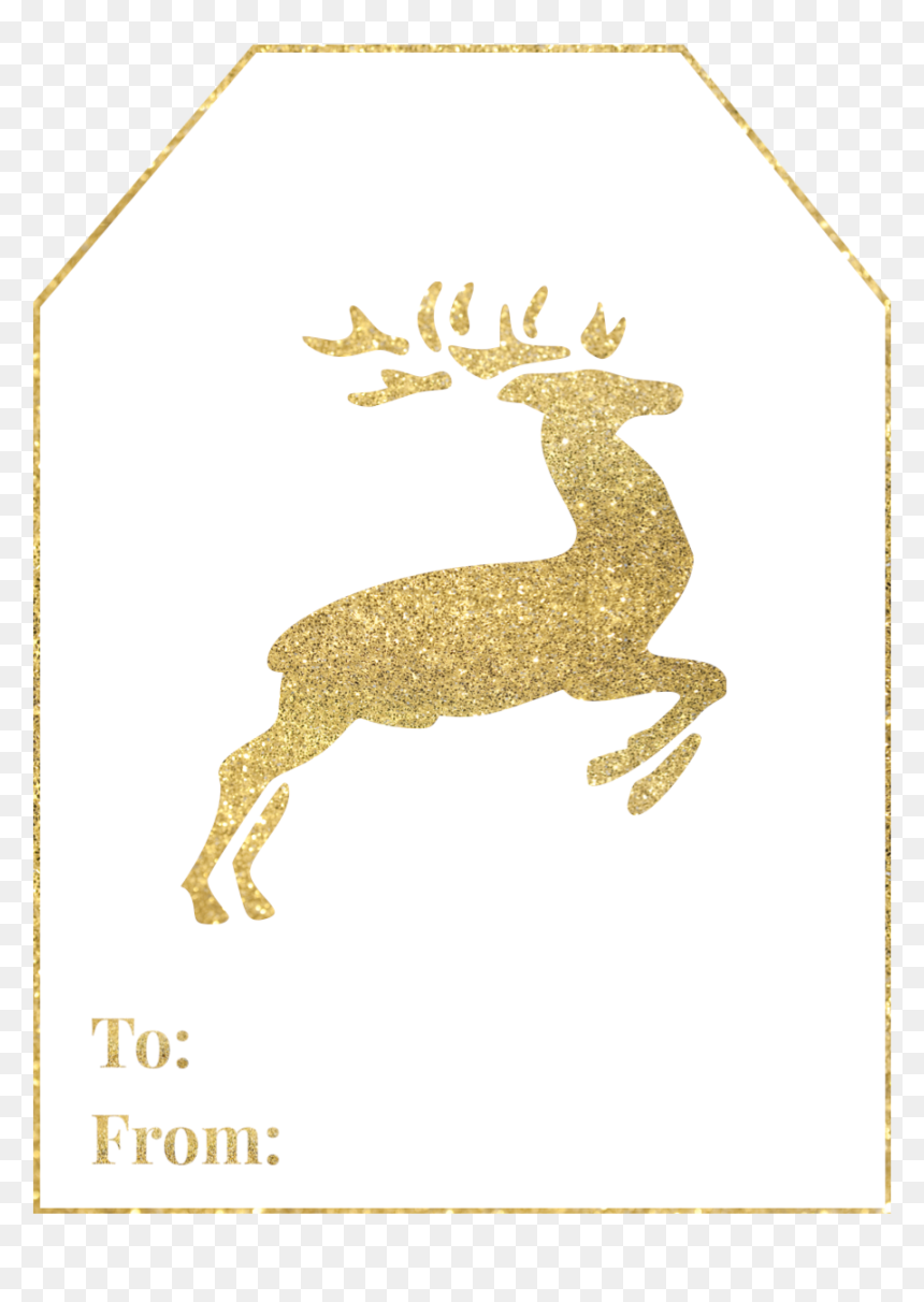 Gold Free Printable Christmas To From Tags - Elk, HD Png Download - christmas tag png