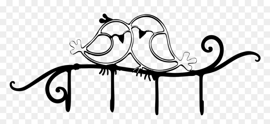Black And White Love Birds Clipart, HD Png Download - love birds png