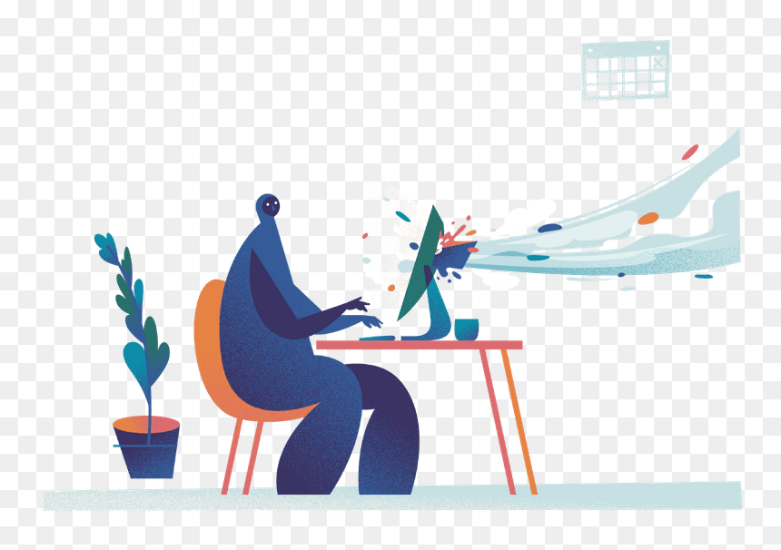Person Siting Typing In A Computer Screen, A Rush Of - Illustration, HD Png Download - typing png