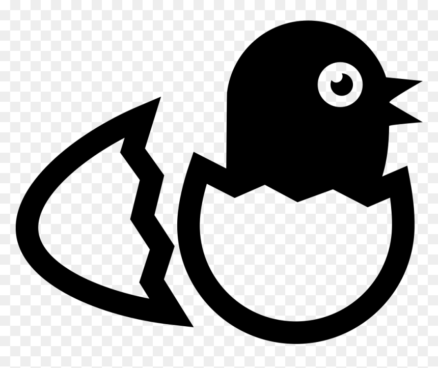 Bird In Broken Egg From Side View - Chicken And Egg Icon, HD Png Download - broken egg png