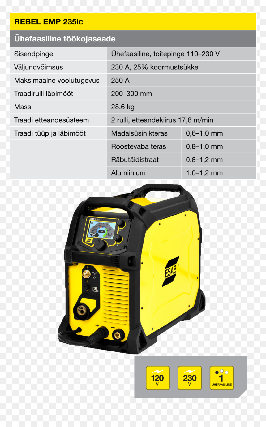 - Esab Rebel Em 235ic Mig Welder , Png Download - Esab Rebel 255ic, Transparent Png - welder png