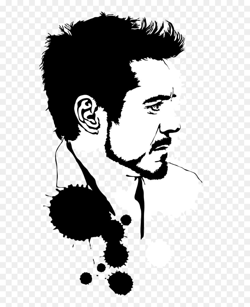 Robert Downey Jr By Mad42sam - Iron Man Black And White Drawing, HD Png Download - robert downey jr png