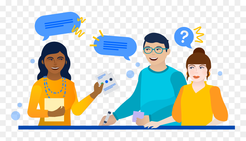 Illustration Of Coworkers Speaking Up In A Meeting - Meeting Attendees, HD Png Download - talking mouth png