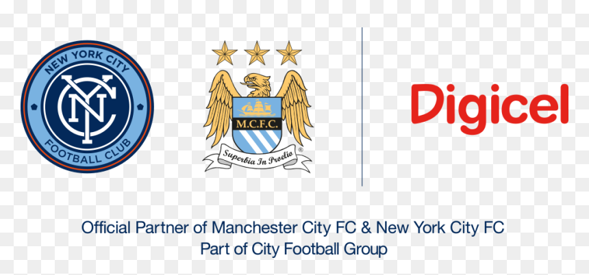 Digicel Partnership Lockup - New York Man City, HD Png Download - manchester city logo png