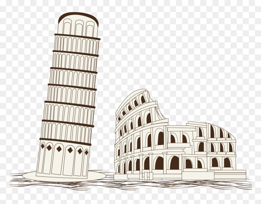 Colosseum And Leaning Tower Of Pisa, HD Png Download - leaning tower of pisa png