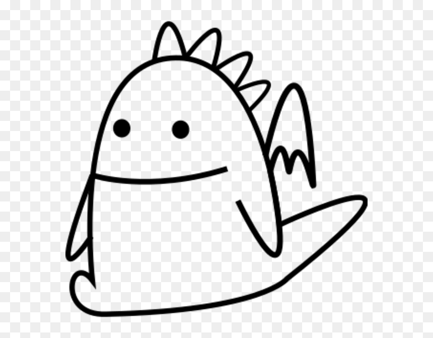 Draghetto Cartoon Character - Simple Black And White Dragon, HD Png Download - forever alone face png