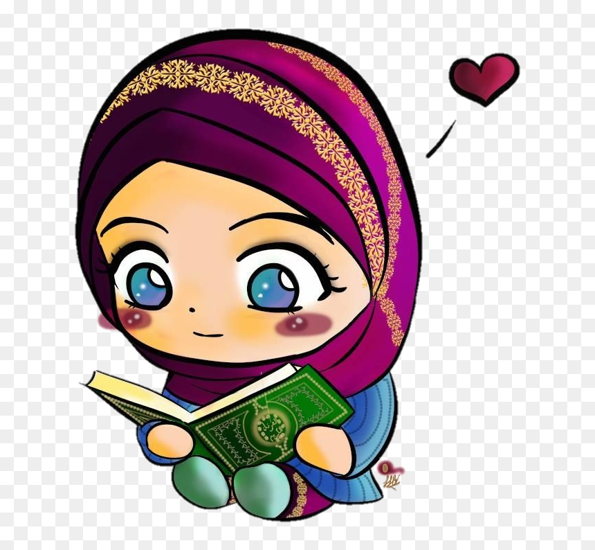 Transparent Hijab Clipart - Muslim Girl Reading Quran Clipart, HD Png Download - hijab png