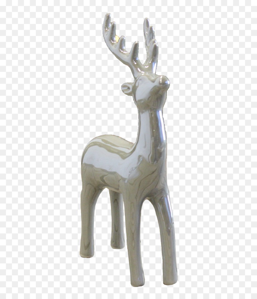 Deer Standing, Grey, - Statue, HD Png Download - reindeer ears png