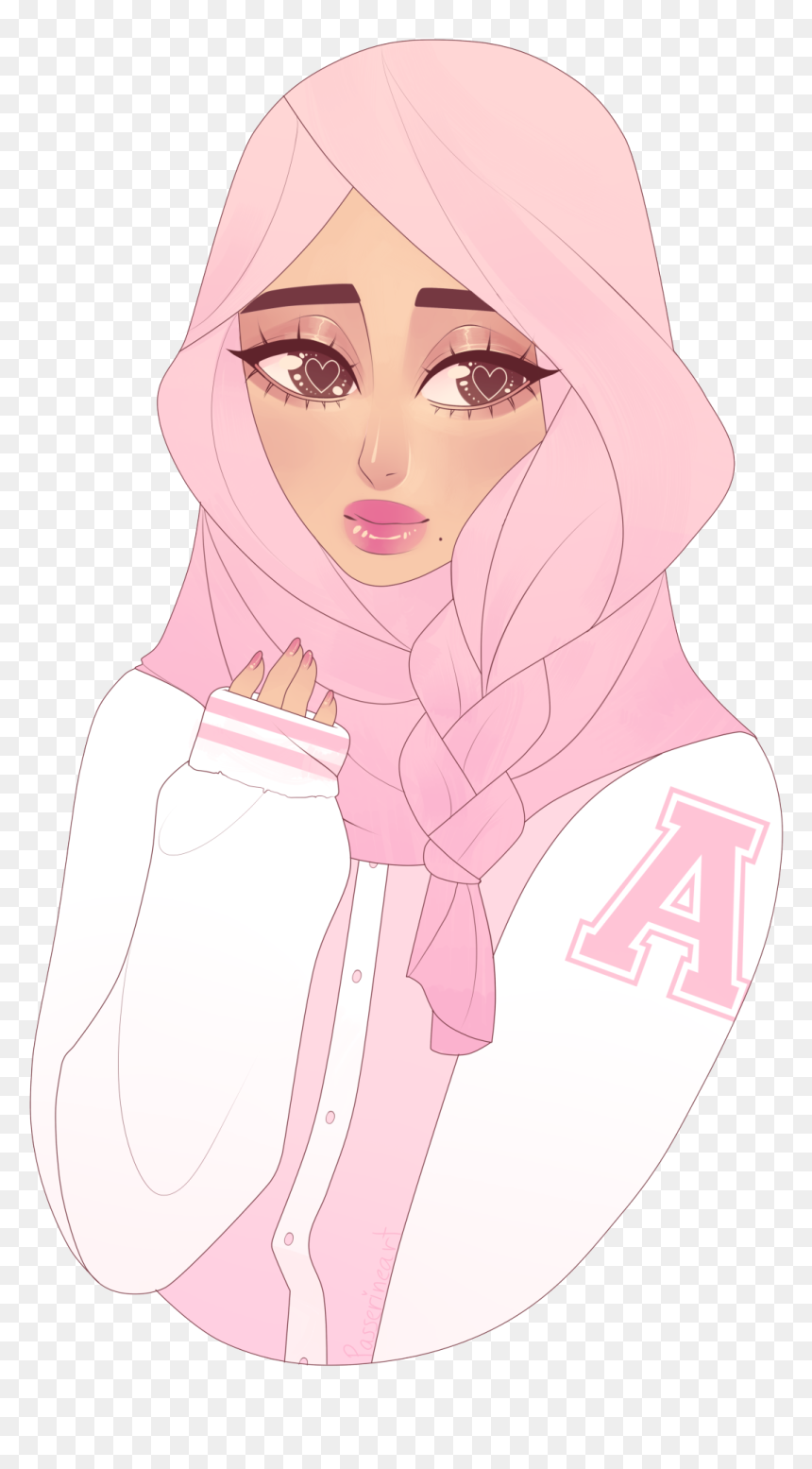 Designer Drawing Fesyen - Pink Hijab Drawing, HD Png Download - hijab png