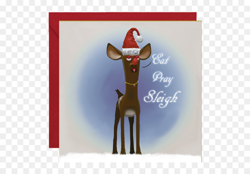 Eat Prey Sleigh Rudolph Christmas Card - Deer, HD Png Download - reindeer ears png