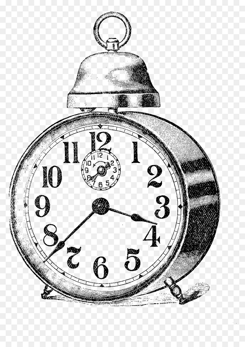 Alarm Clock Illustration Digital - Vintage Clock Illustration, HD Png Download - digital alarm clock png