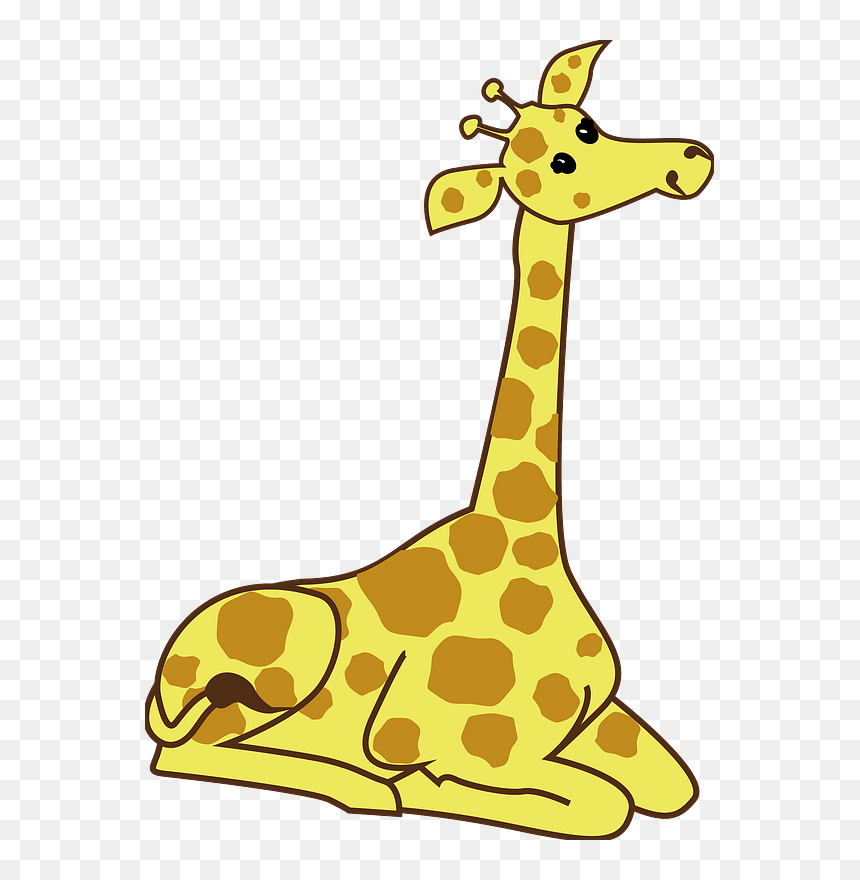 Kneeling Cartoon Giraffe Clipart - Cartoon Giraffe Sitting Down, HD Png Download - giraffe silhouette png