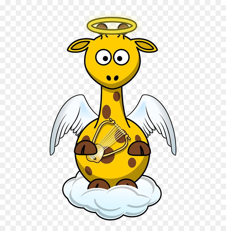 Giraffe Angel Clipart - Giraffe Animals Picture Cartoon, HD Png Download - giraffe silhouette png