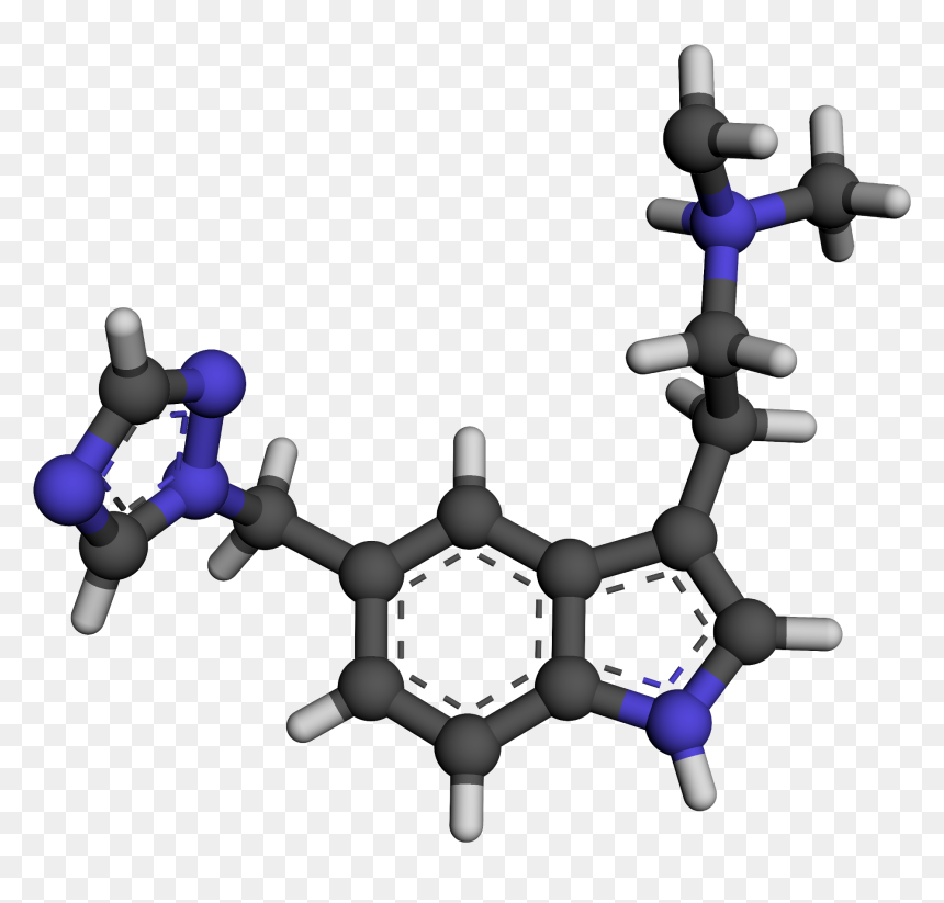 Rizatriptan 3d Ball And Stick - Chemical Structure 3d, HD Png Download - 3d cross png