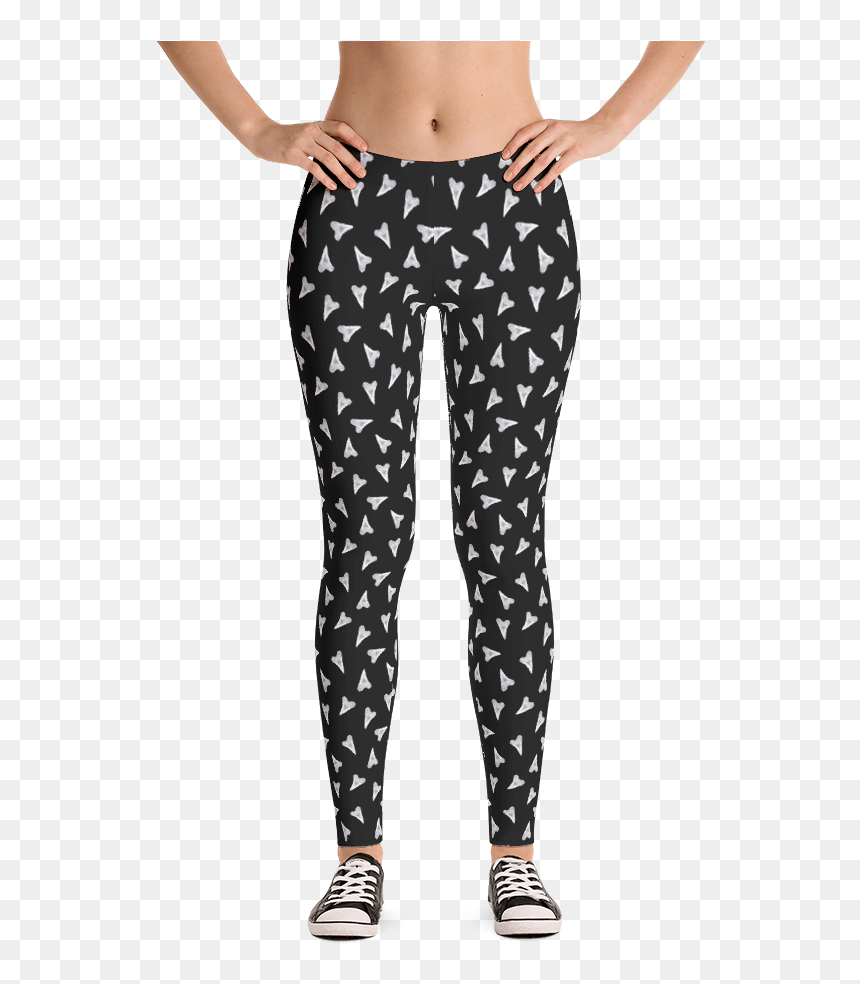 Shark Teeth / Hearts Womens Leggings - Dark Green Leggings, HD Png Download - shark teeth png