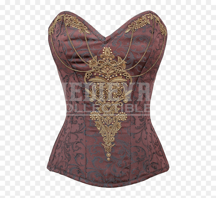 Classic Sweetheart Overbust Corset With Gold Detail - Corset, HD Png Download - corset png