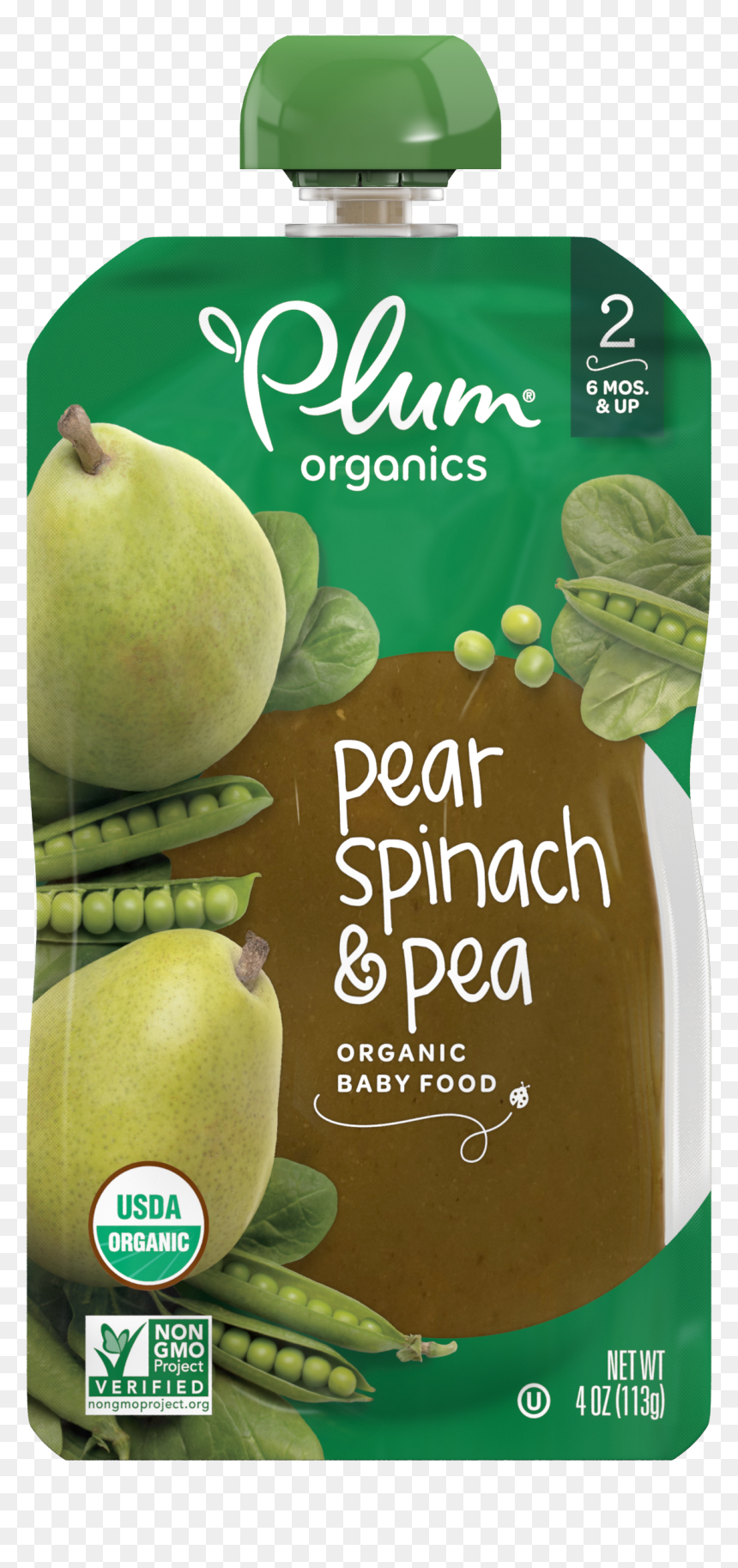 Pear, Spinach & Pea - Plum Organics Pouches, HD Png Download - baby food png