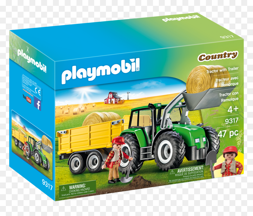 Country Tractor With Trailer - Playmobil Tractor, HD Png Download - tractor trailer png