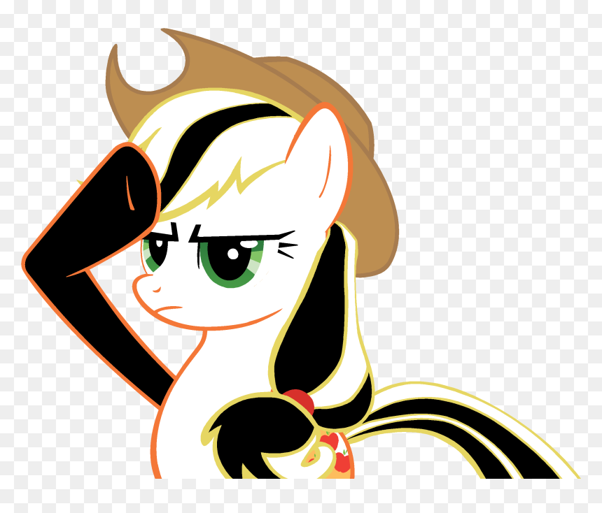 Black And White Of Applejack Salutes - Cartoon, HD Png Download - salute png