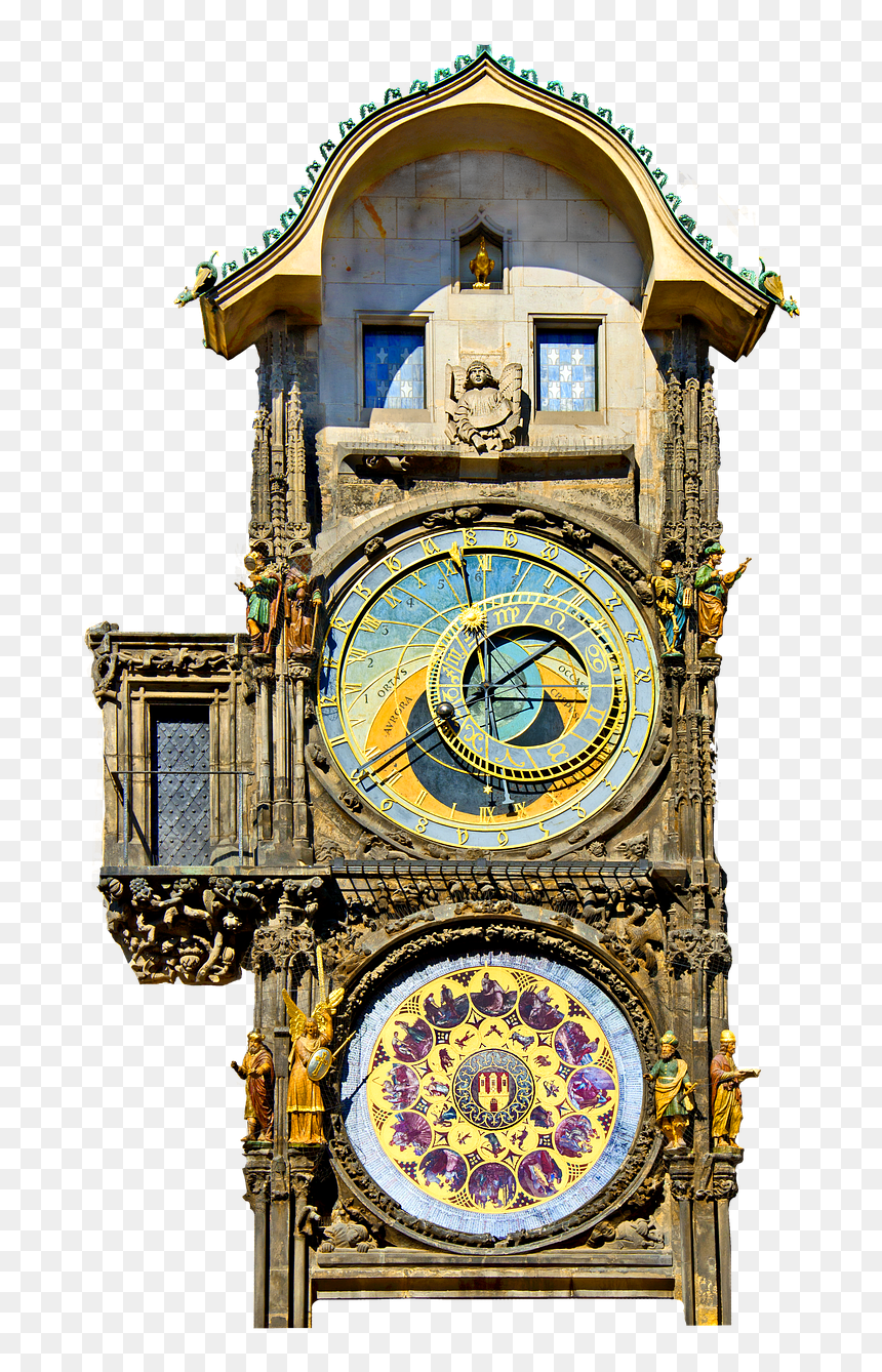 Clock,old Town Hall,astronomical,moon Phases, - Prague Astronomical Clock Png, Transparent Png - old clock png