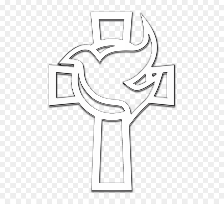 Cross With Dove Black Png, Transparent Png - 3d cross png