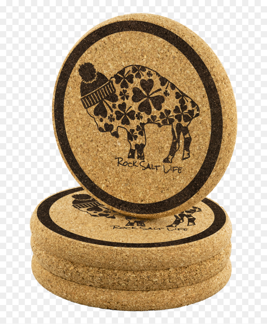 Lucky Buffalo Rock Salt Life© Round Cork Coasters - Emblem, HD Png Download - salt life logo png