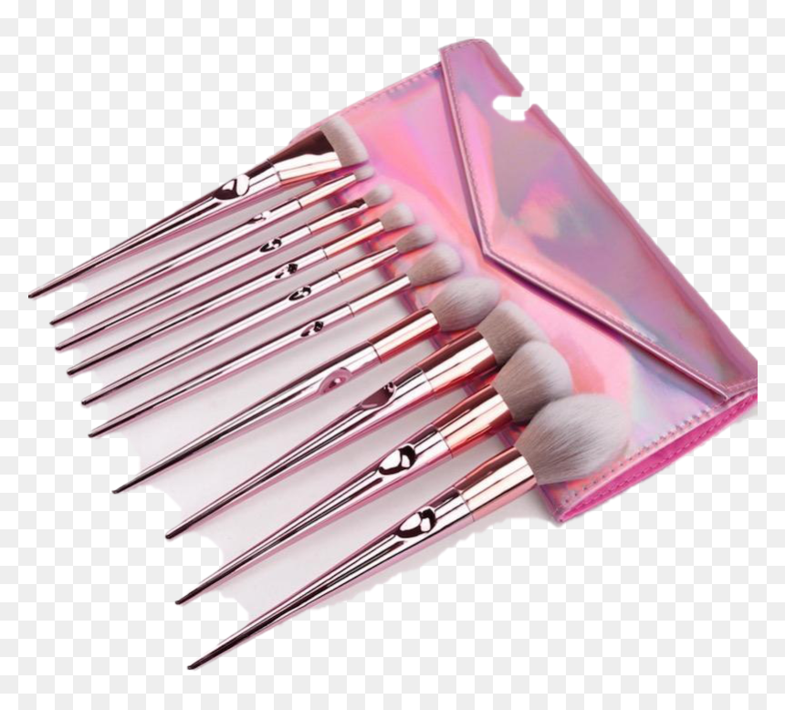 Pink Makeup Brush Set Png Pic - Makeup Brush, Transparent Png - pink hair png