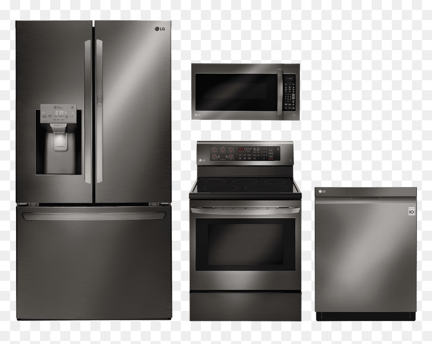 Lg Black Stainless Steel Set, HD Png Download - lg refrigerator png