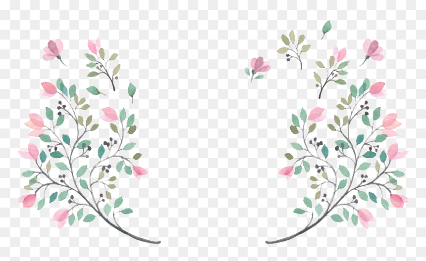 Green Leaves And Small Flowers Beautiful Hd Hand Painted - Watercolour Bougainvillea, HD Png Download - small flowers png