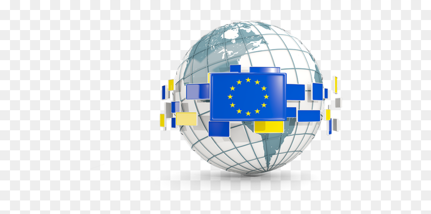 Globe With Line Of Flags - British Flag On A Globe, HD Png Download - globe hd png