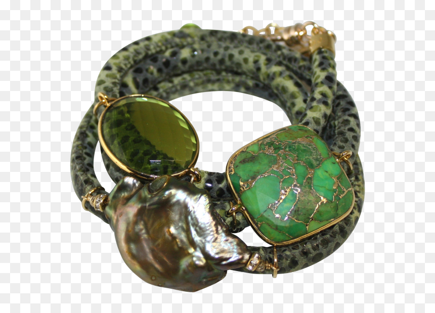 Didaj Olive Green Snake Italian Wrap Leather Bracelet - Bracelet, HD Png Download - green snake png