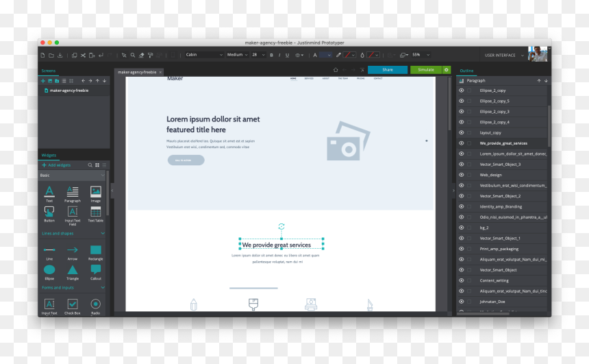 Exported Psd In Justinmind, HD Png Download - text png for photoshop