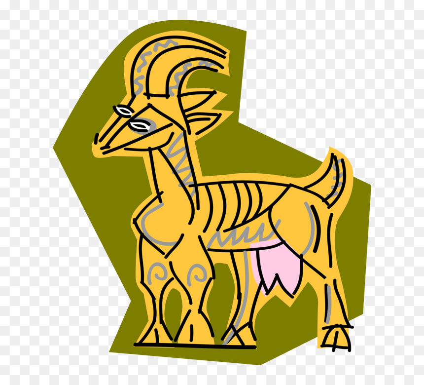 Vector Illustration Of Domesticated Billy Goat With, HD Png Download - goat vector png