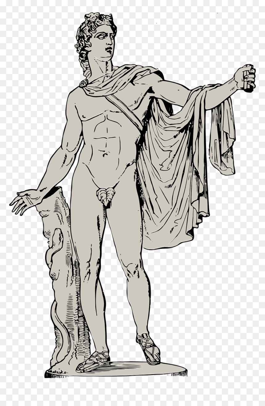 Greek Male Statue Drawing, HD Png Download - apollo png