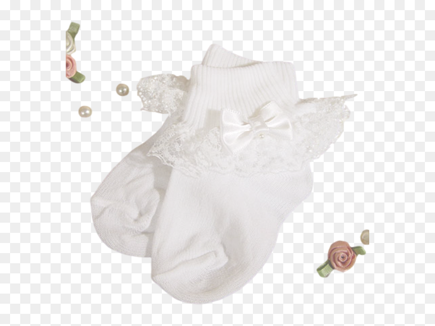 Lace, Satin & Pearls White Nylon Dress Socks Baby Girls - Christmas Stocking, HD Png Download - baby dress png