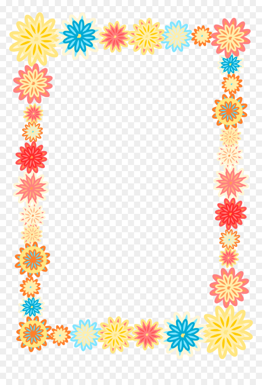 Colorful Flower Border Png, Transparent Png - scrapbook frame png