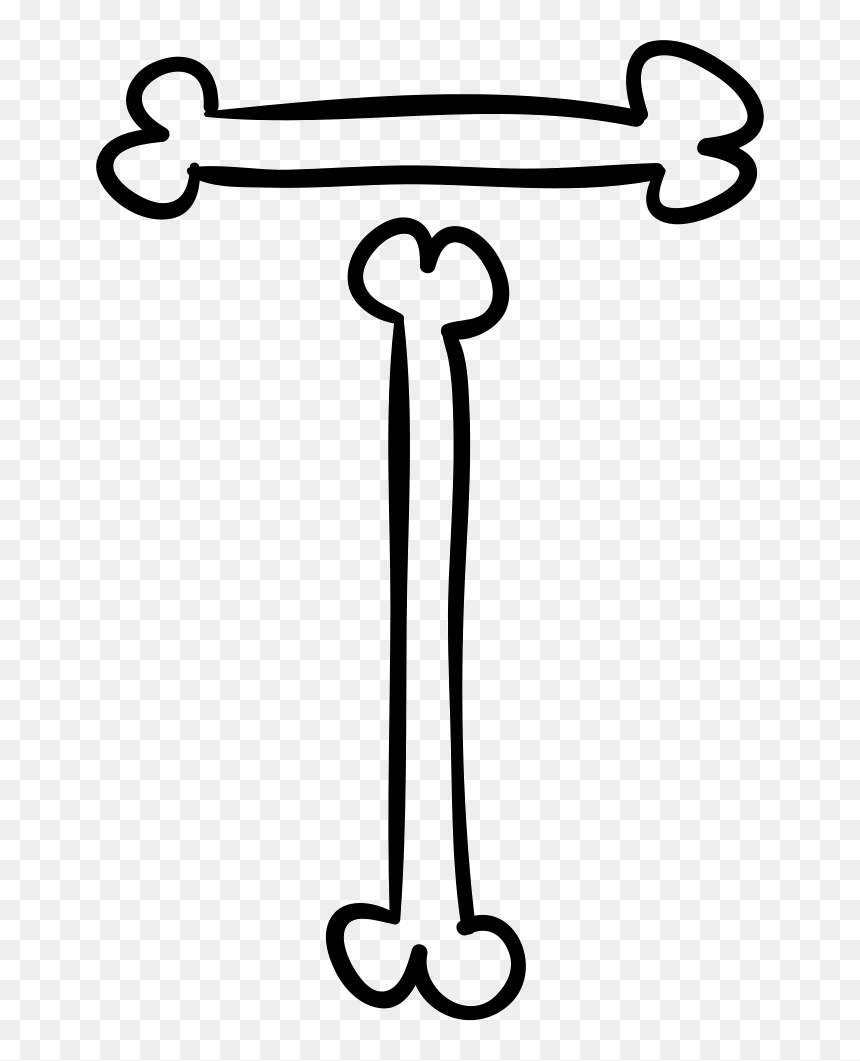 Letter T Of Bones Outlined Halloween Typography - Letter T In Bone, HD Png Download - typography png